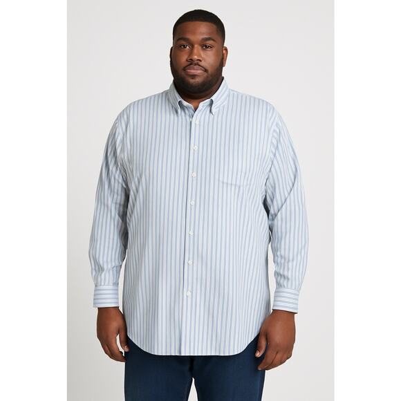 Banana Republic Classic XXL Tall Linen Cotton Shirt Blue White Stripe Long Sleev - Picture 2 of 13